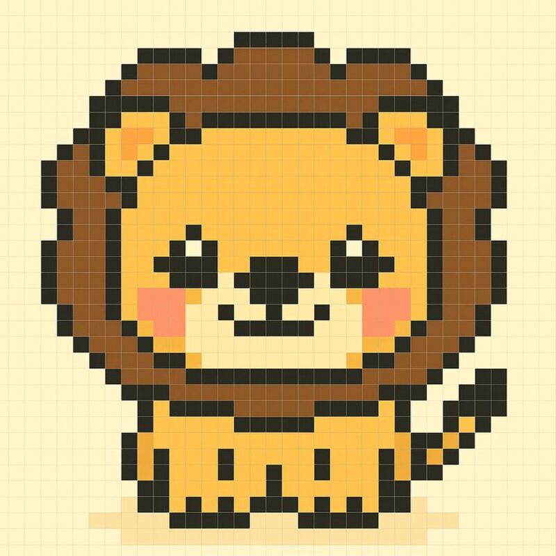 Tranh pixel con sư tử