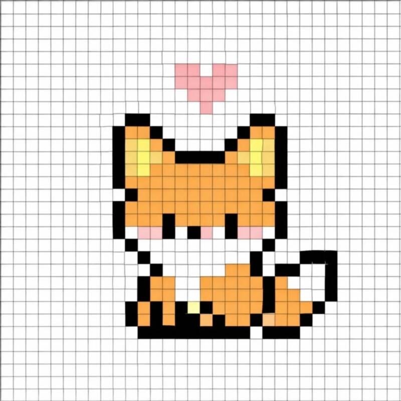 Tranh pixel con cáo mini cute