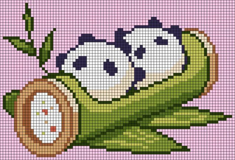Tranh pixel con gấu trúc mini cute