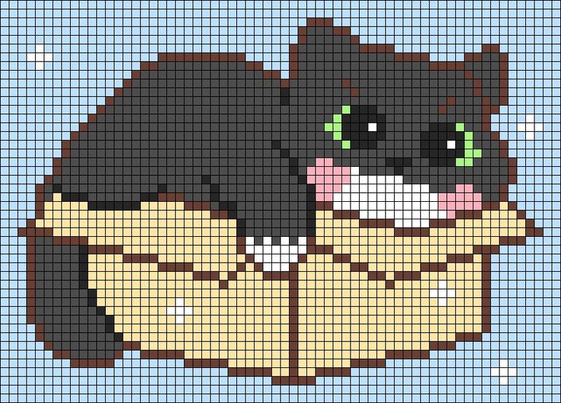 Tranh pixel con mèo lười nằm trên hộp