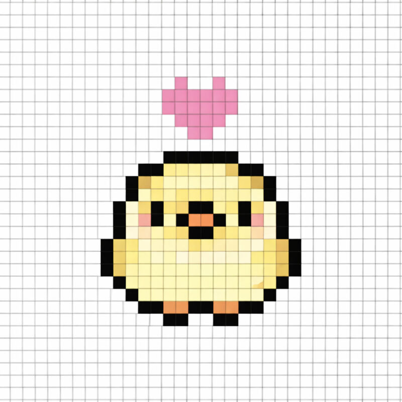 Tranh pixel con gà cute