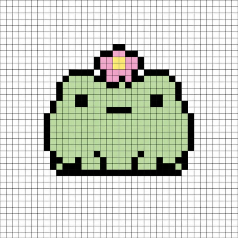 Tranh pixel con ếch cute