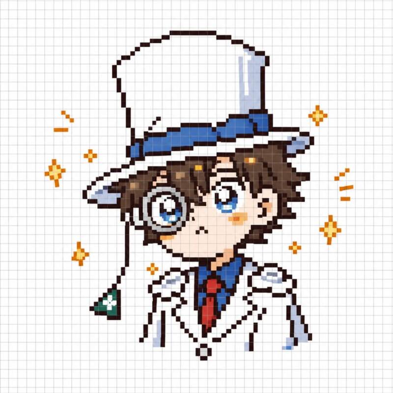 Tranh pixel anime conan