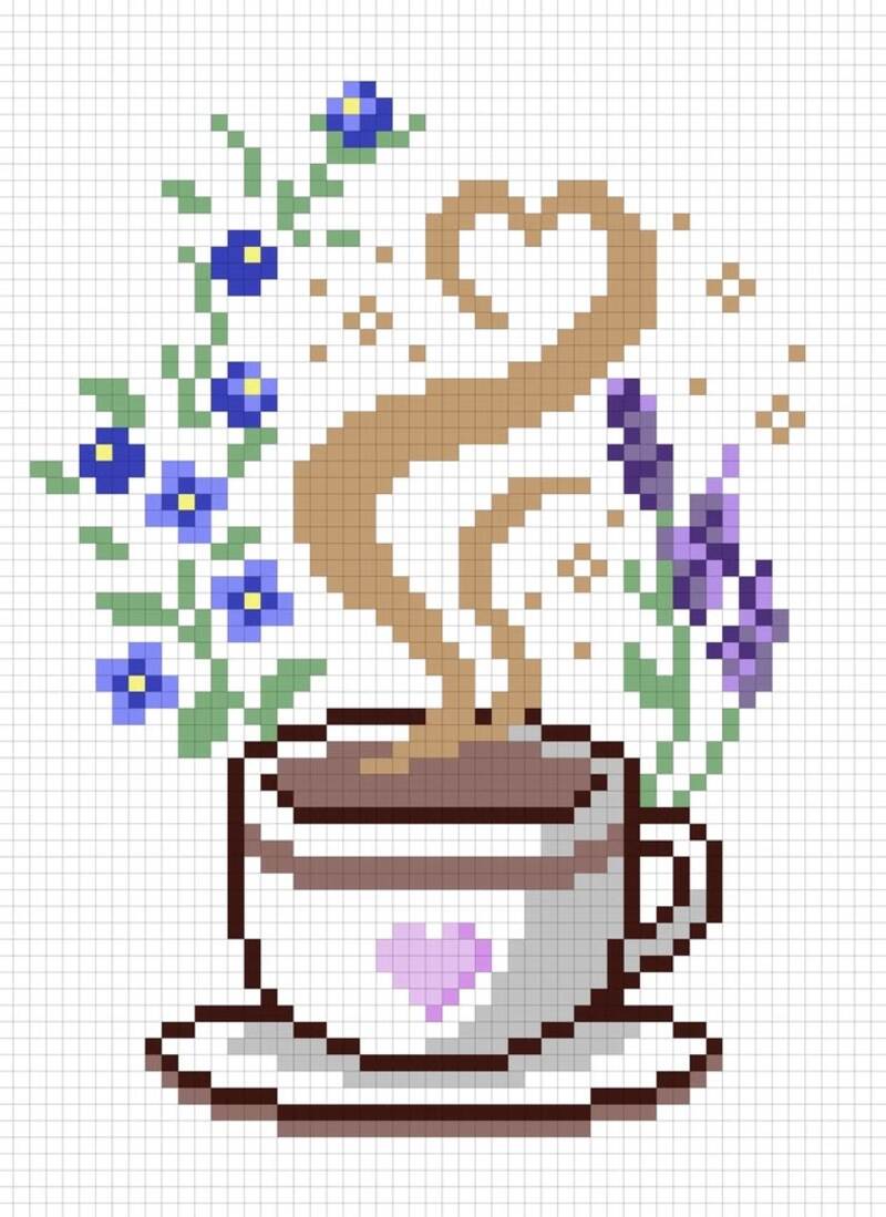 Tranh pixel đồ ăn cute