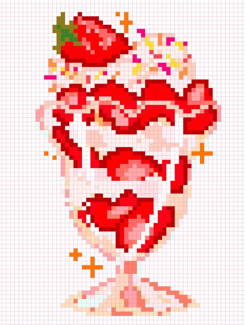 Tranh pixel đồ ăn cute