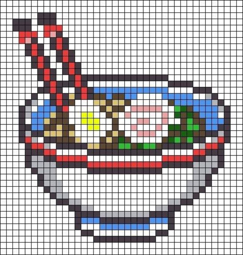 Tranh pixel đồ ăn cute