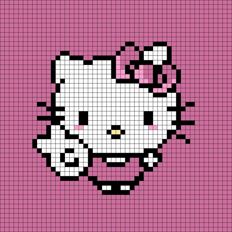 Tranh pixel Hello Kitty