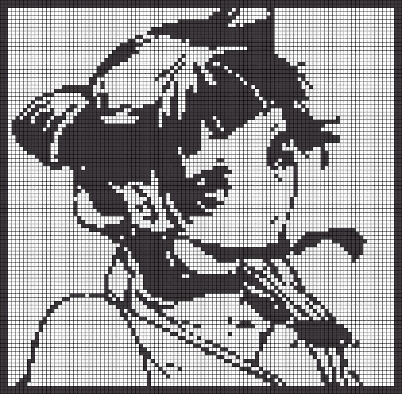 Tranh pixel trắng đen