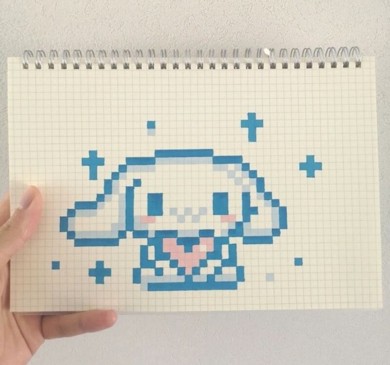 Tranh pixel vẽ trên ô ly sổ tay