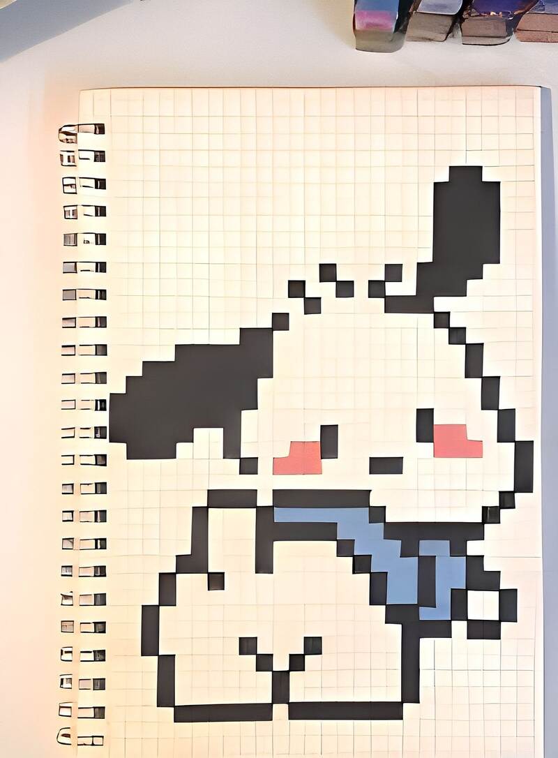 Tranh pixel vẽ trên ô ly sổ tay