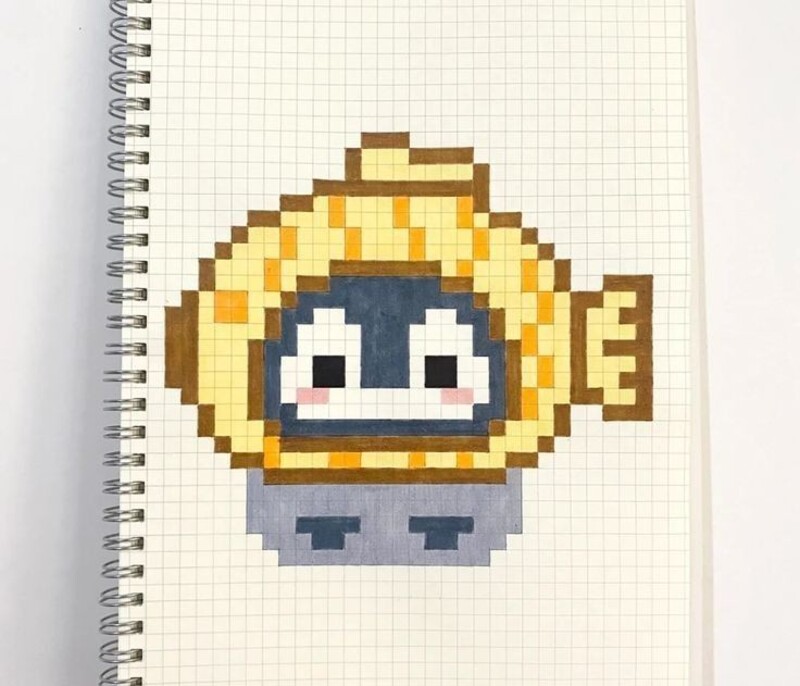 Tranh pixel vẽ trên ô ly sổ tay