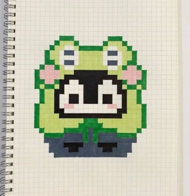 Tranh pixel vẽ trên ô ly sổ tay