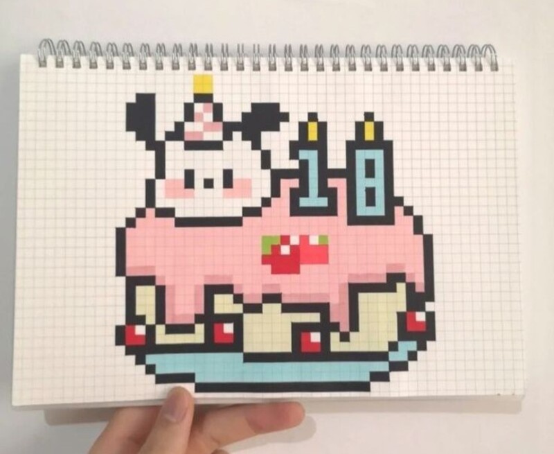 Tranh pixel vẽ trên ô ly sổ tay