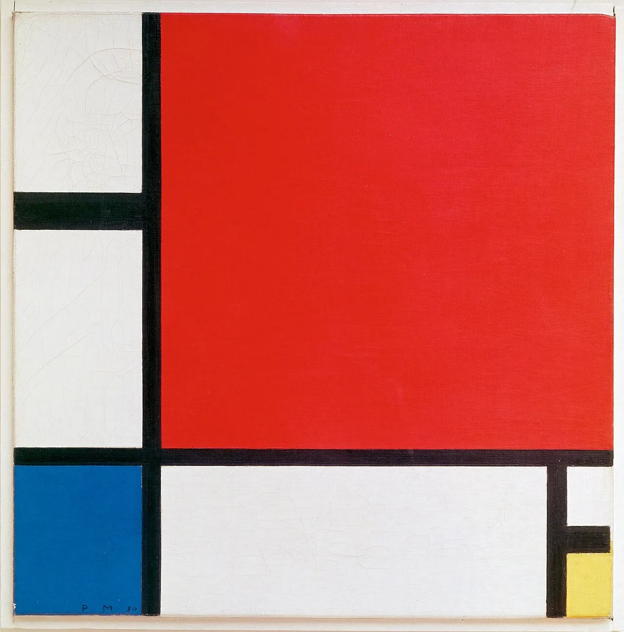 Tác phẩm trừu tượng hình học Composition with Red Blue and Yellow năm 1930 của Piet Mondrian
