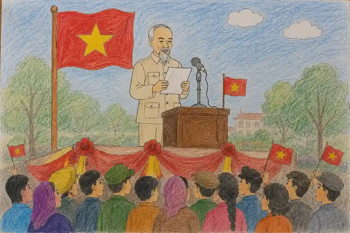 Tranh vẽ Bác Hồ đọc Tuyên ngôn Độc lập Tranh vẽ Bác Hồ đọc Tuyên ngôn Độc lập