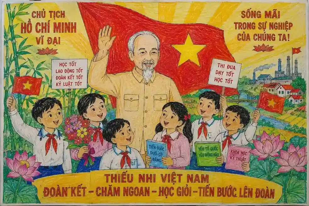 Tranh vẽ Bác Hồ theo phong cách tranh cổ động Tranh vẽ Bác Hồ theo phong cách tranh cổ động