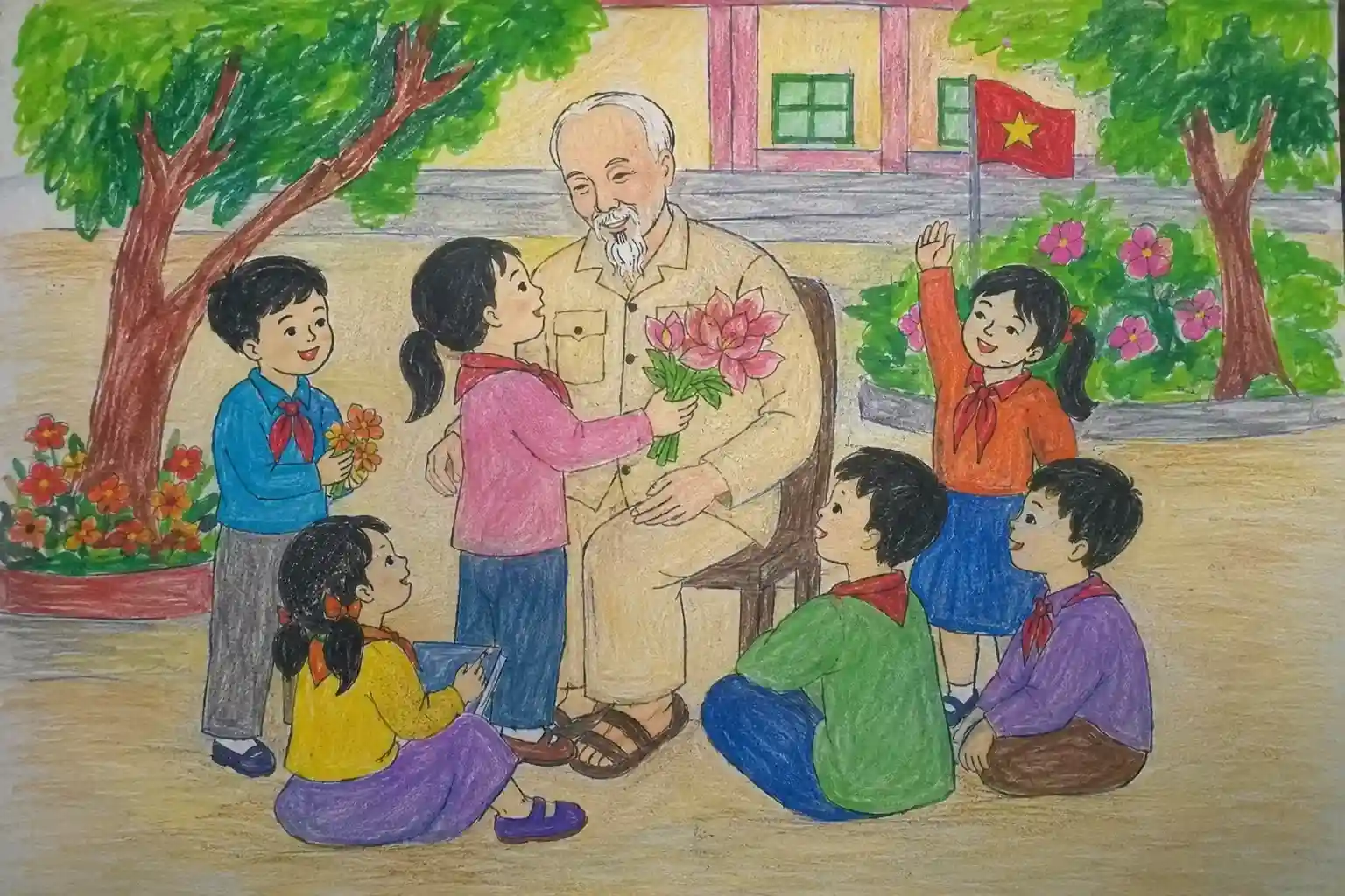 Tranh vẽ Bác Hồ với thiếu nhi Ý nghĩa của chủ đề vẽ Bác Hồ đối với học sinh