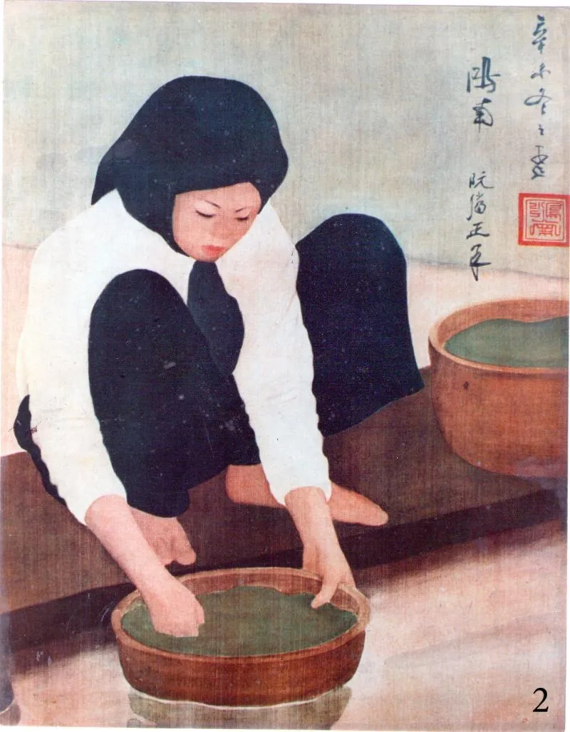 Cô gái rửa rau tranh lụa Nguyễn Phan Chánh 1931 Cô gái rửa rau tranh lụa Nguyễn Phan Chánh 1931