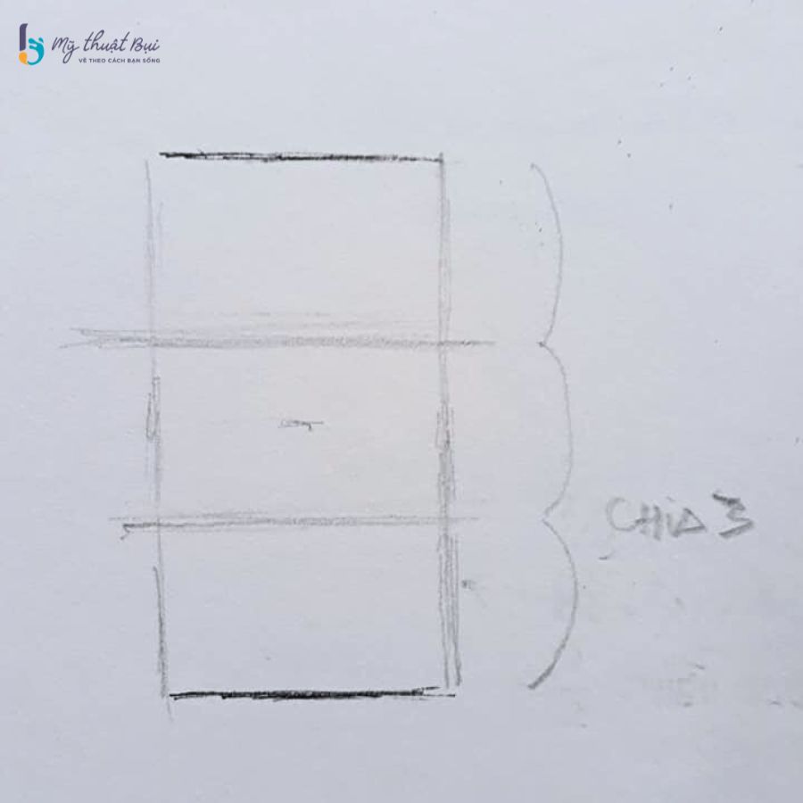 Chia chiều cao mũi thành 3 phần bằng nhau