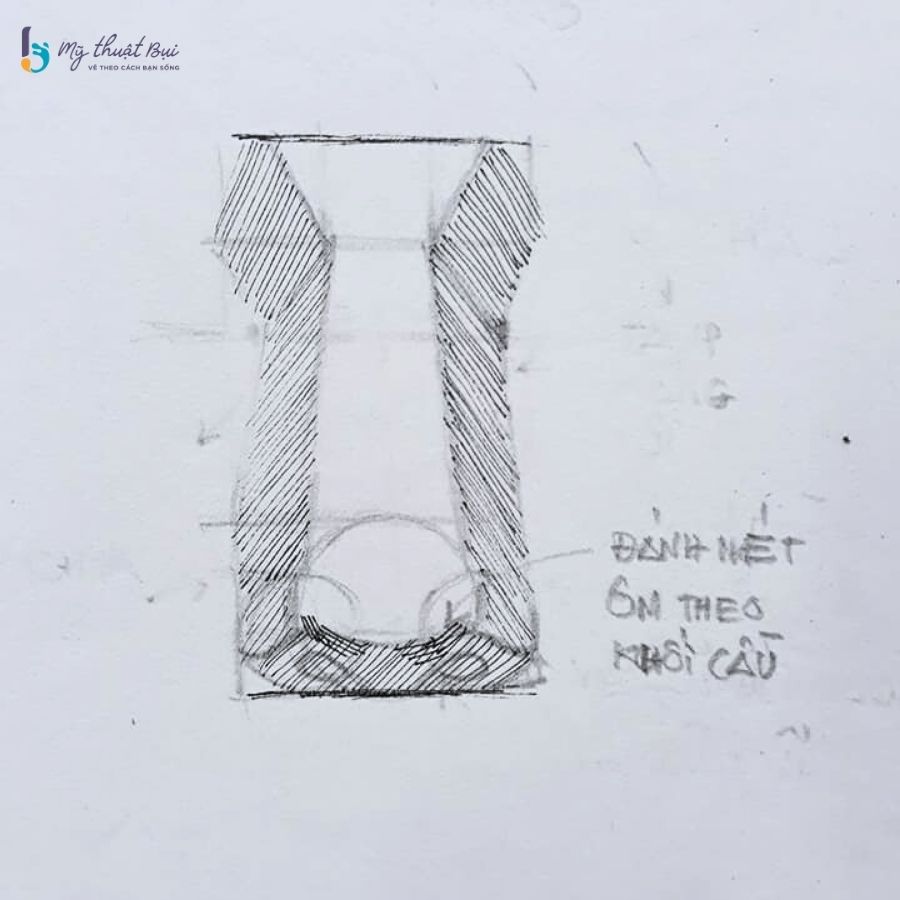 Đánh nét tạo khối cho quả mũi 