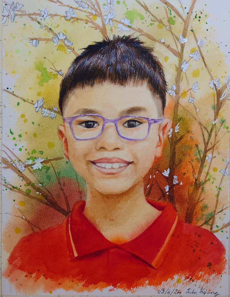 Tranh chân dung màu nước đẹp