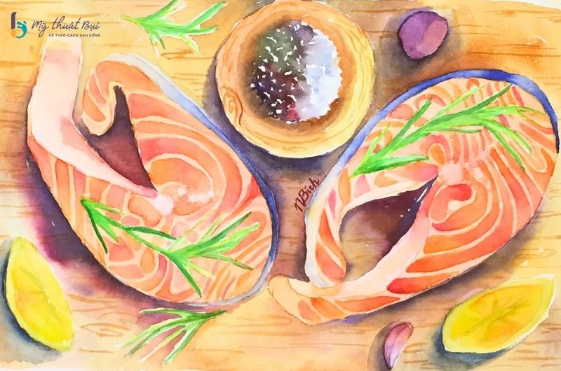 Tranh màu nước chủ đề ẩm thực