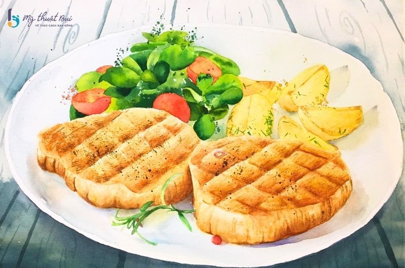 Tranh màu nước chủ đề ẩm thực