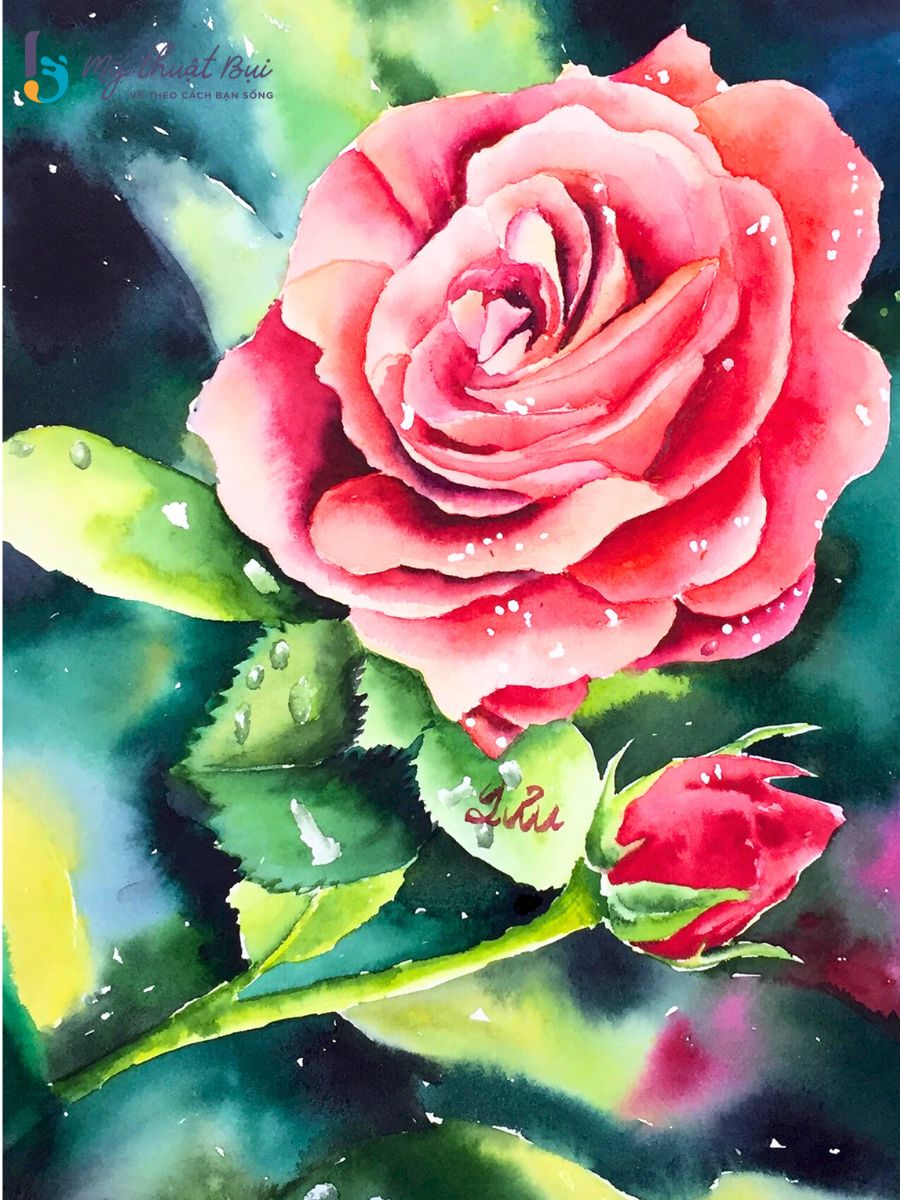 Tranh vẽ hoa bằng màu nước