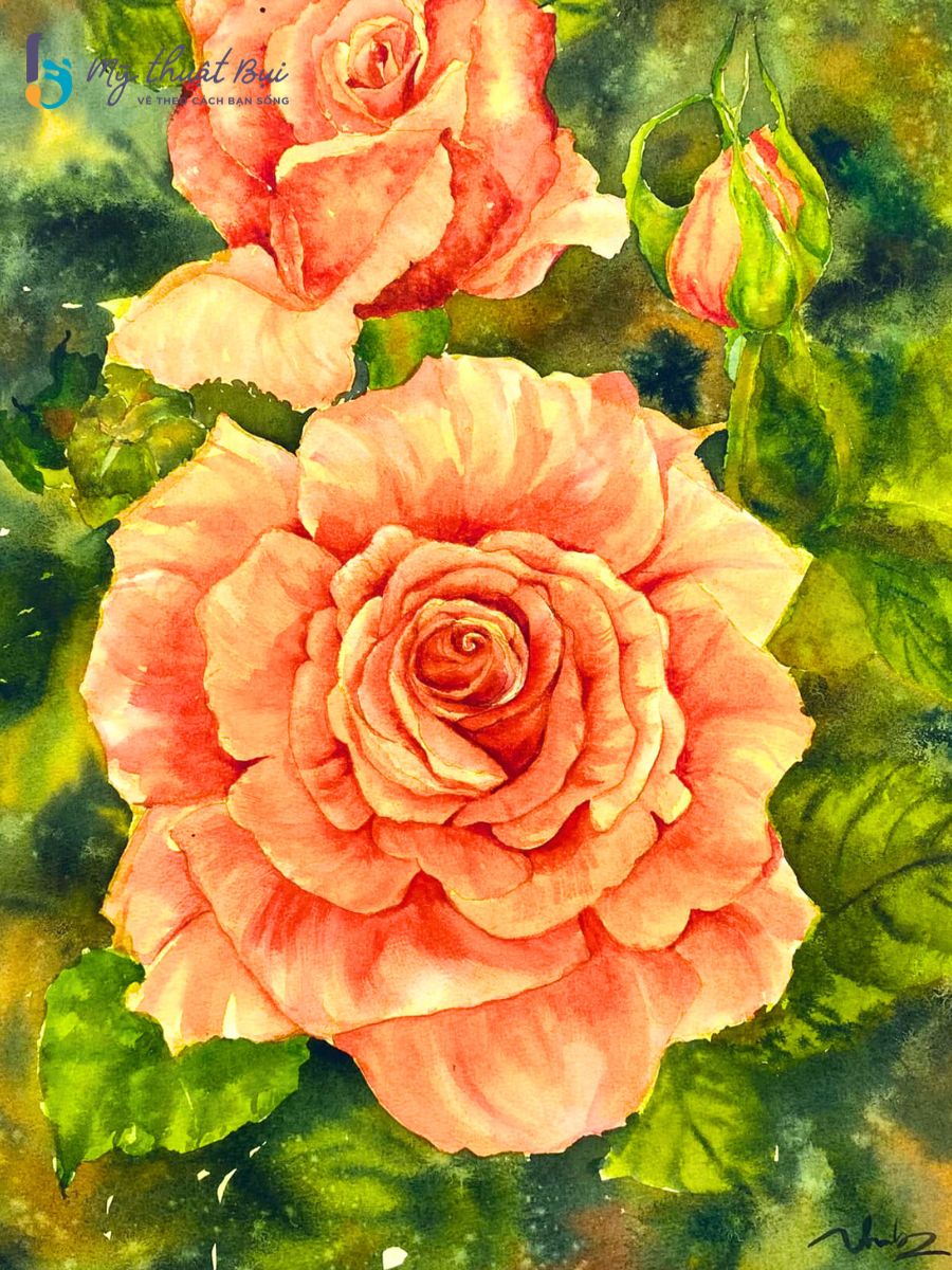 Tranh vẽ hoa bằng màu nước