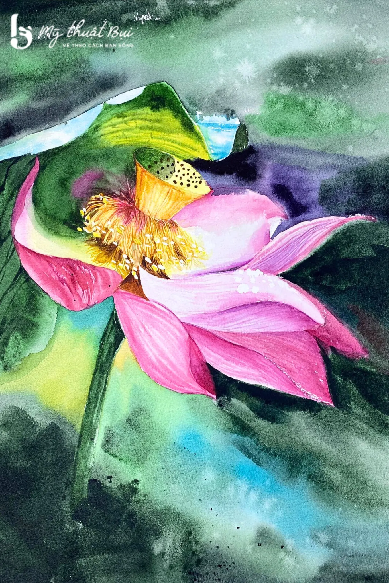 Tranh vẽ hoa sen 6