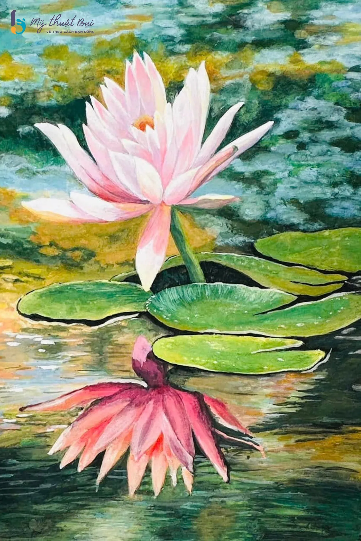 Tranh vẽ hoa sen 7