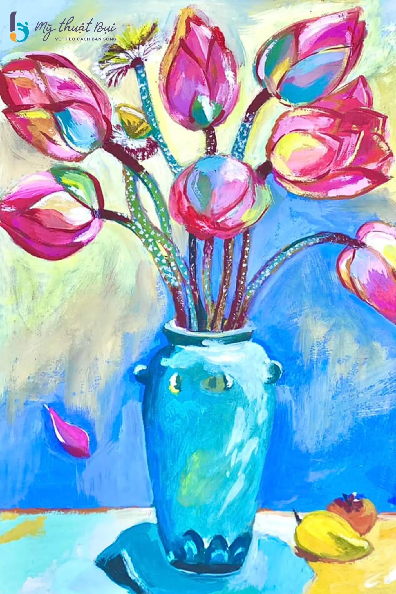 Tranh vẽ hoa sen 8