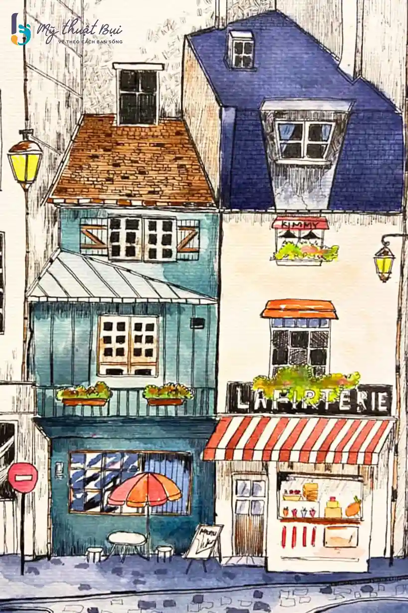 Tranh vẽ nhà phố