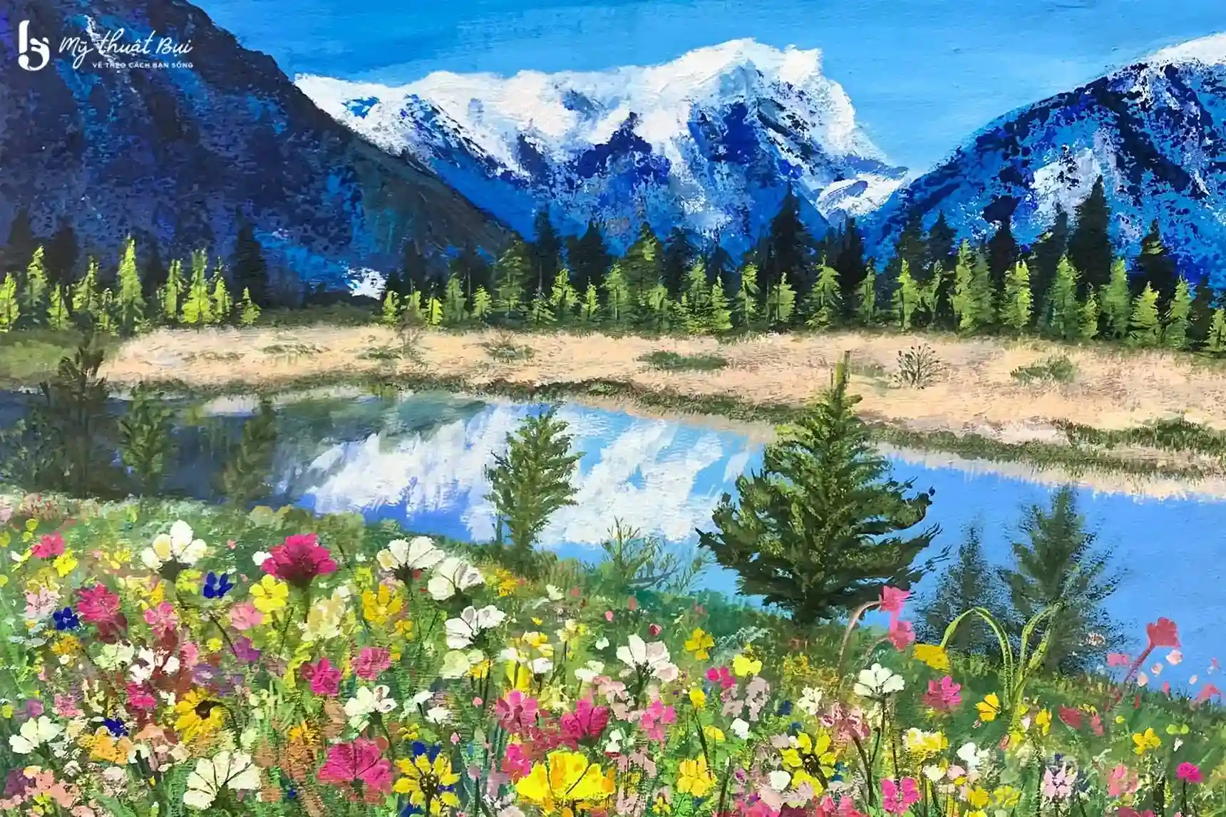 Tranh vẽ phong cảnh thiên nhiên núi rừng