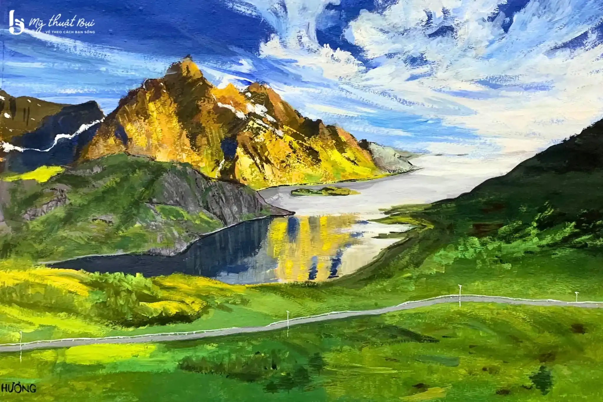 Vẽ tranh phong cảnh biển và núi