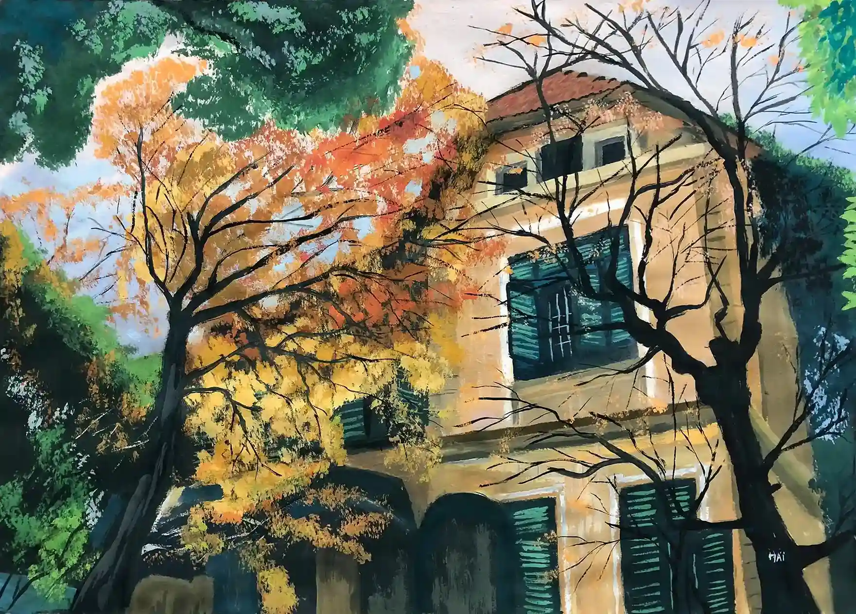 Vẽ tranh phong cảnh mùa thu