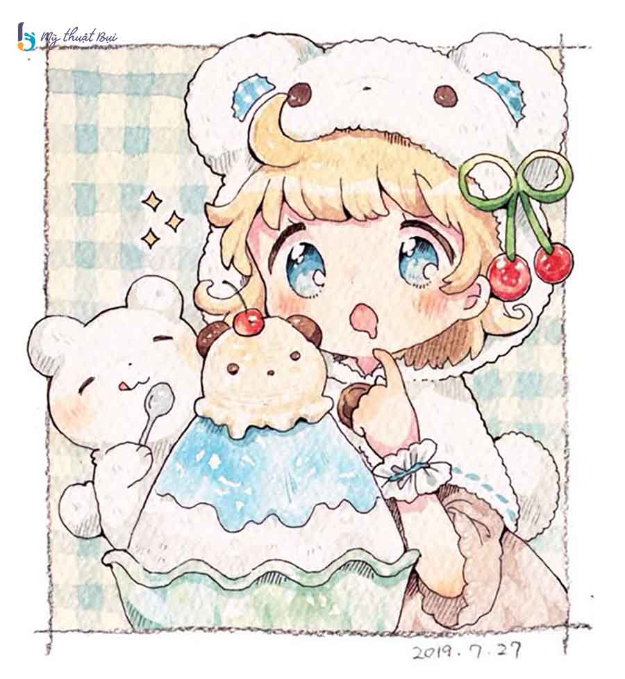 Tranh vẽ anime dễ thương Tranh vẽ anime dễ thương