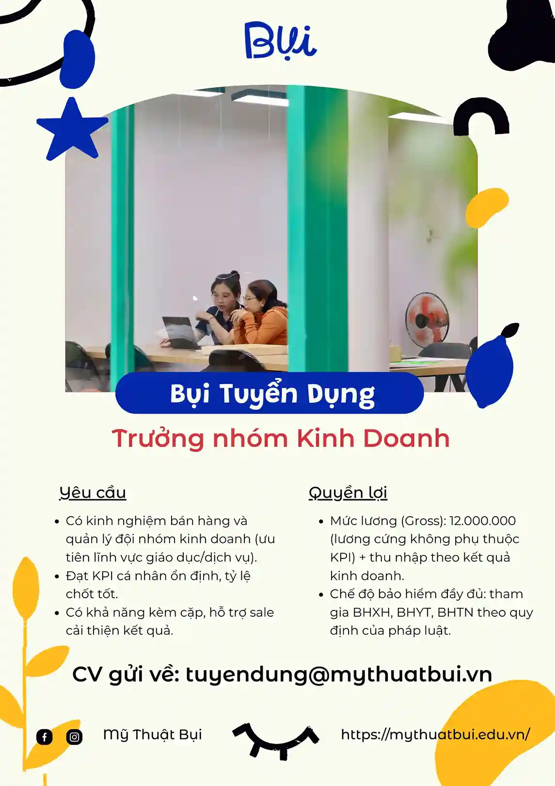 Mỹ Thuật Bụi tuyển dụng Trưởng Nhóm Kinh Doanh (Hà Nội)