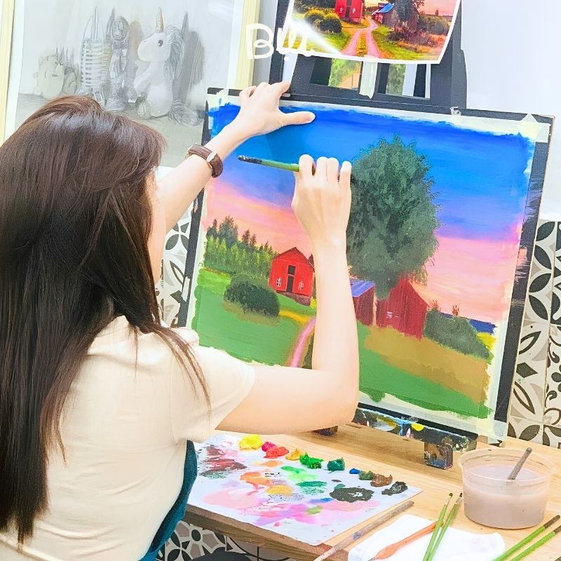 Hình ảnh học viên lớp vẽ Bụi Lớn cơ sở Cầu Giấy