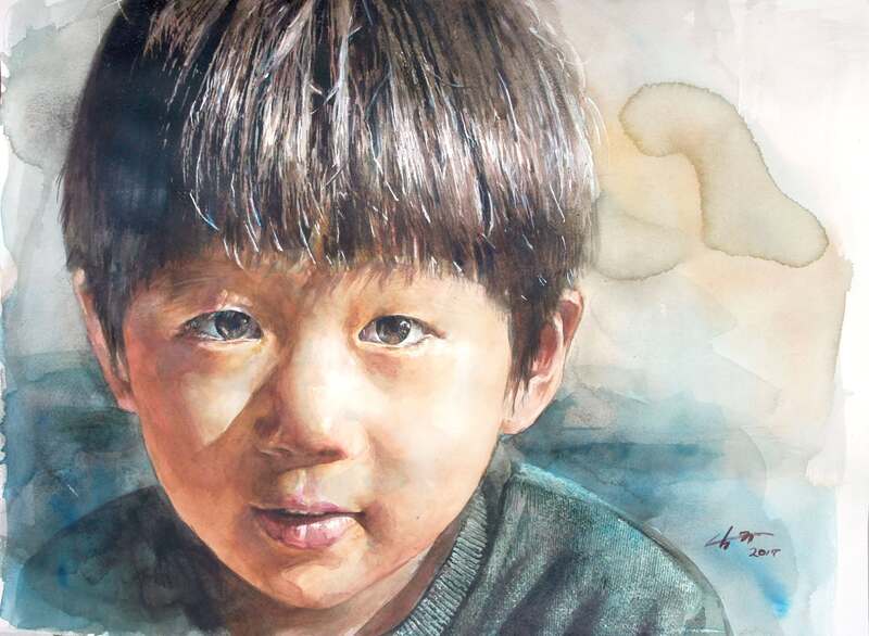 Tranh chân dung màu nước