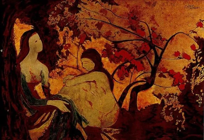 Tác phẩm sơn mài Mùa thu và thiếu nữ của họa sĩ Dương Bích Liên Tác phẩm sơn mài Mùa thu và thiếu nữ của họa sĩ Dương Bích Liên