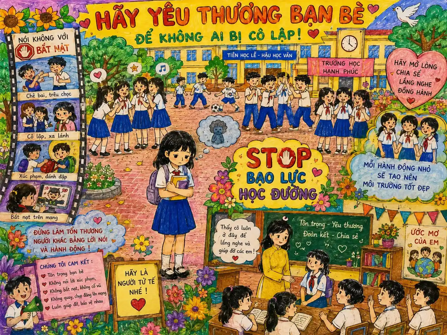 Tranh vẽ phòng chống bạo lực học đường
