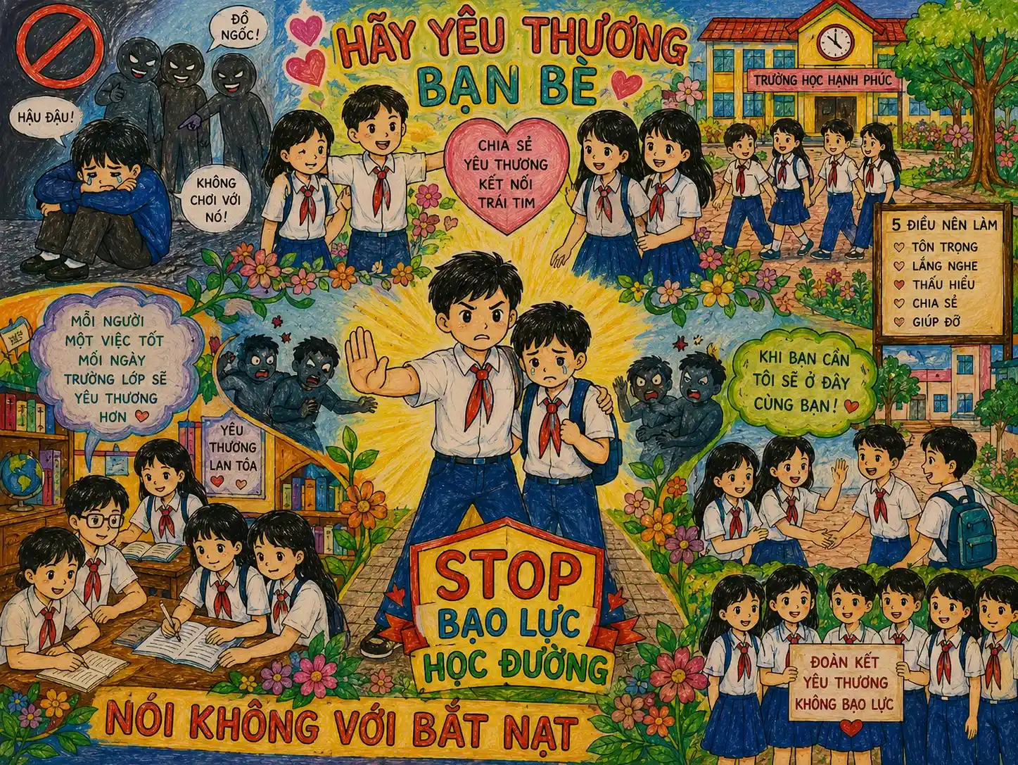 Vẽ tranh chống bạo lực học đường