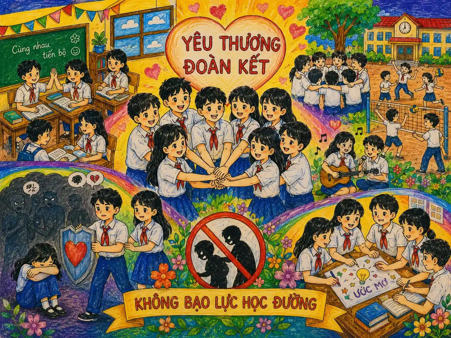 Vẽ tranh chống bạo lực học đường