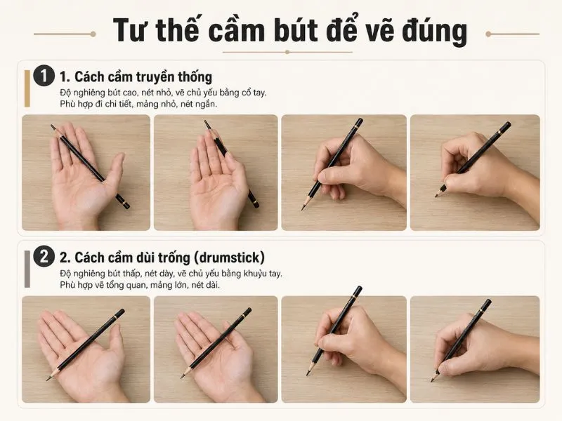 Cách cầm bút để vẽ đúng Cách cầm bút để vẽ đúng