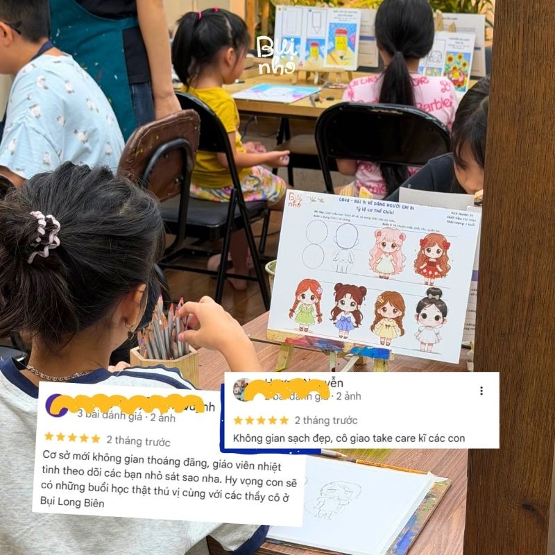 Đánh giá của ba mẹ ở Hà Nội về lớp học vẽ cho trẻ em của Bụi Nhỏ