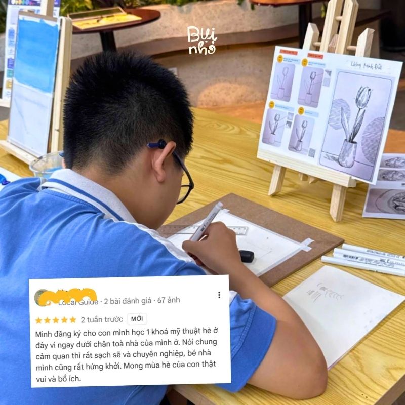 Đánh giá của ba mẹ ở Hà Nội về lớp học vẽ cho trẻ em của Bụi Nhỏ