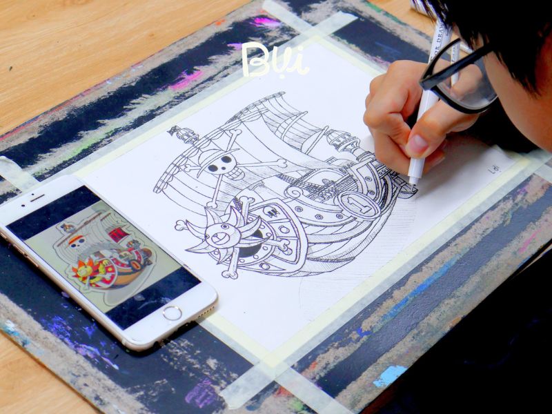 Học viên Bụi Nhỏ hoàn thiện tranh anime tại Mỹ Thuật Bụi