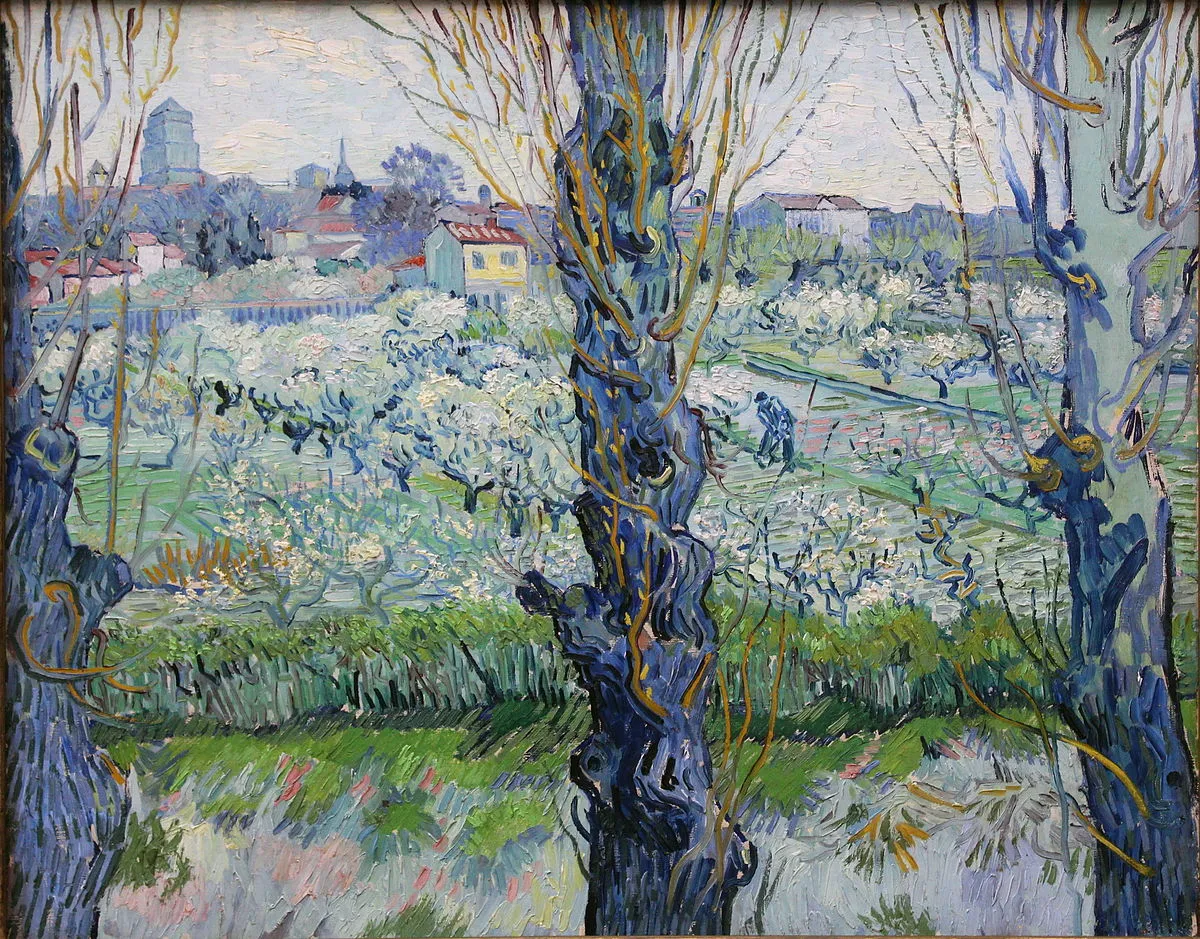 Tác phẩm Quang cảnh Arles, những vườn cây ăn quả nở hoa, Vincent van Gogh Tác phẩm Quang cảnh Arles, những vườn cây ăn quả nở hoa, Vincent van Gogh