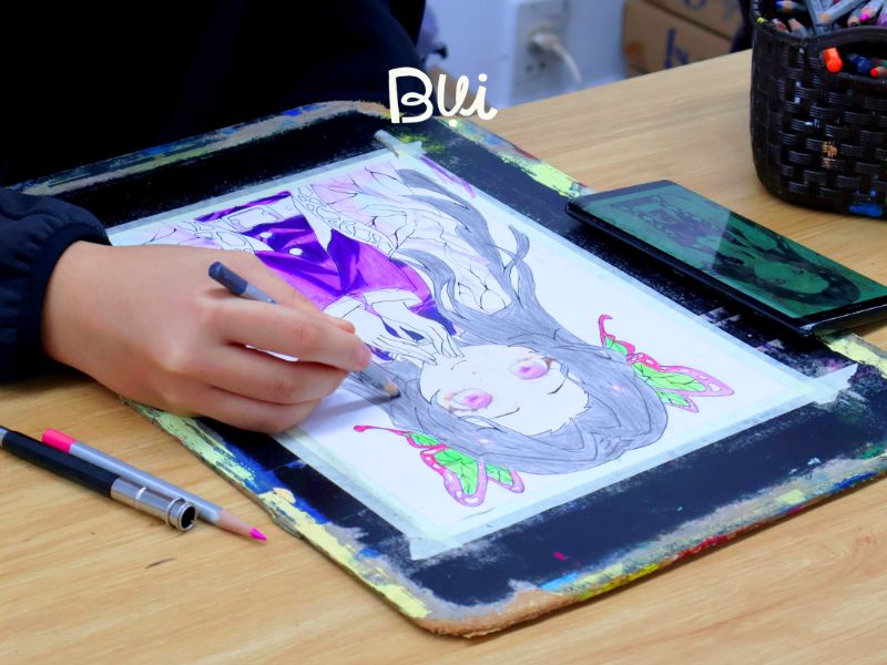 Bài vẽ nhân vật anime của học viên Bụi Nhỏ